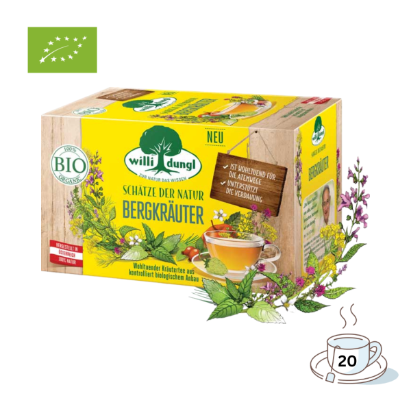 Willi Dungl Bio Tee Schätze der Natur, Bergkräuter Kräutertee, 20 Teebeutel